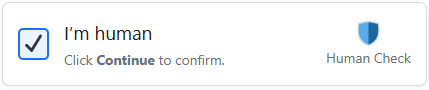 I'm human — Click Continue to confirm.